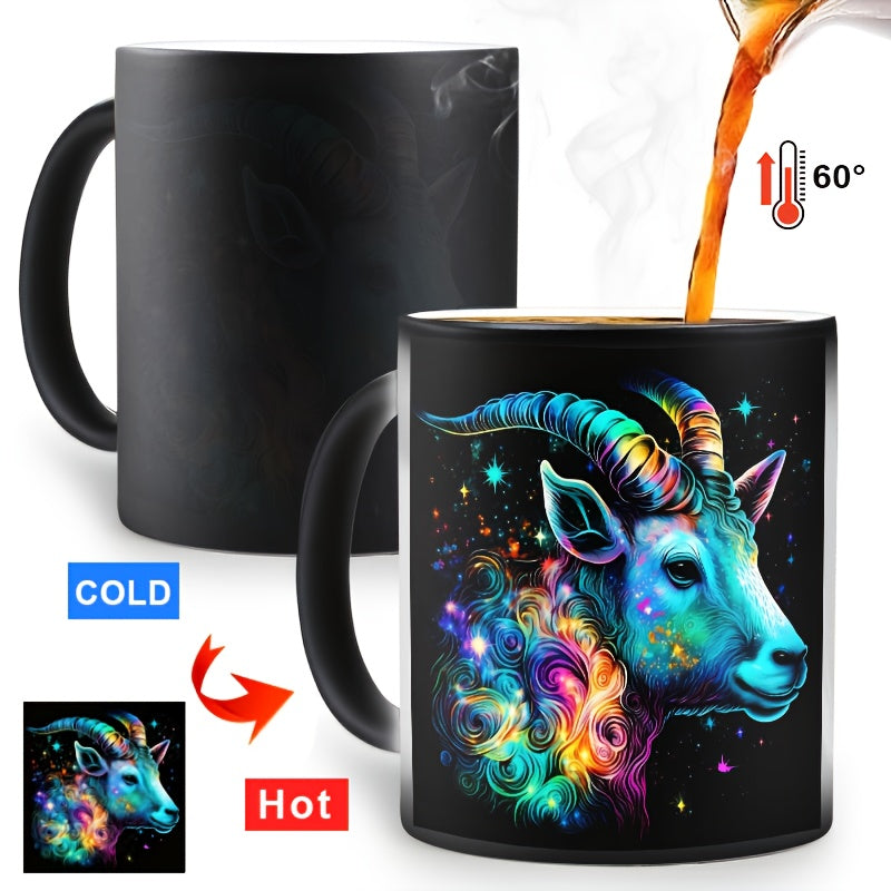 1 Stück 0,33Liter Zodiac Magic Farbwechsel-Becher - Lebhaftes Sternbild-Design, für heiße & kalte Getränke, perfekte Geschenkidee nur Handwäsche