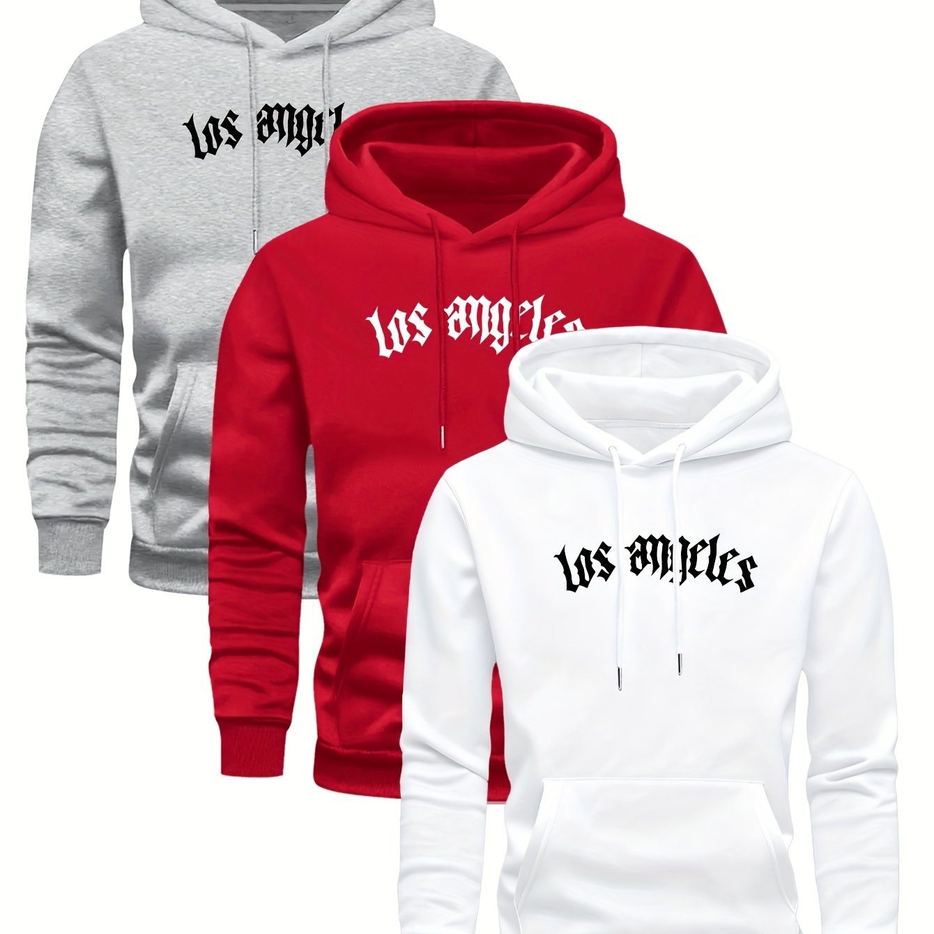 3er-Set Herren-Casual-Hoodies mit Fleece, stilvoll und vielseitig.