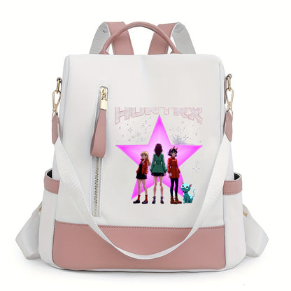 Trendiger K-Pop Damenrucksack | Geräumiges Hauptfach und mehrere funktionale Taschen, Mehrfarben, Reißverschluss, Handwaschbar