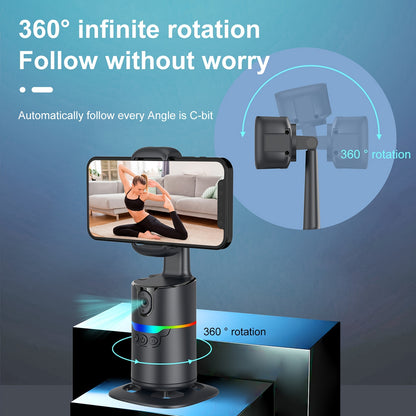 Q14 Neuer Gimbal-Selfie-Stick mit automatischer Gesichtserkennung, Fernsteuerung, 4-in-1 Gimbal-Stabilisator, 360°-Drehung, kompatibel mit iPhone/Android - Q12 Schwarz