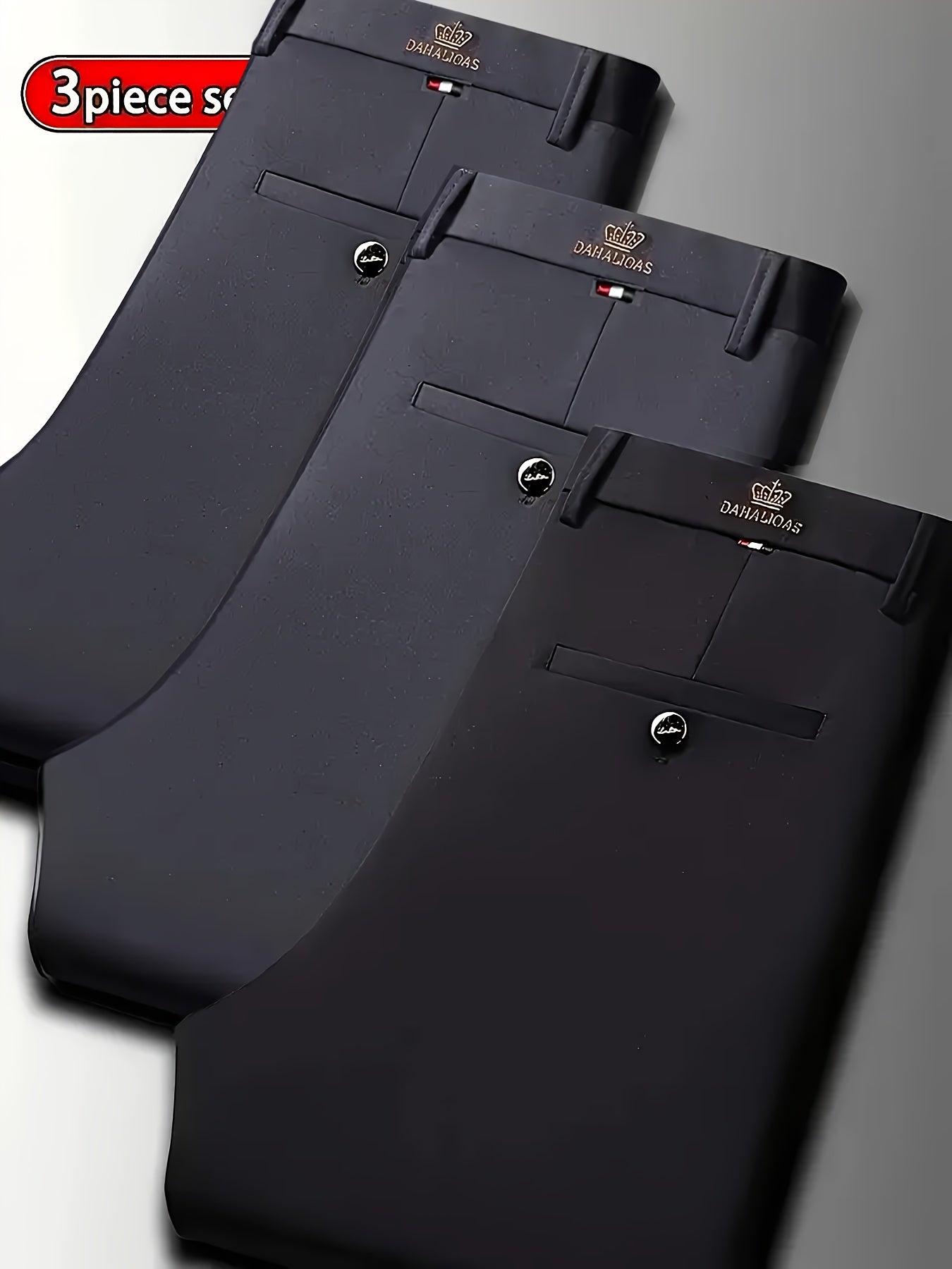 3er-Pack hoch elastische Herren-Business-Casual-Hosen, ganzjährige Tragbarkeit, knitterfrei – kein Bügeln erforderlich, professioneller Stil, klassisches Design, hochwertige Verarbeitung, maschinenwaschbar