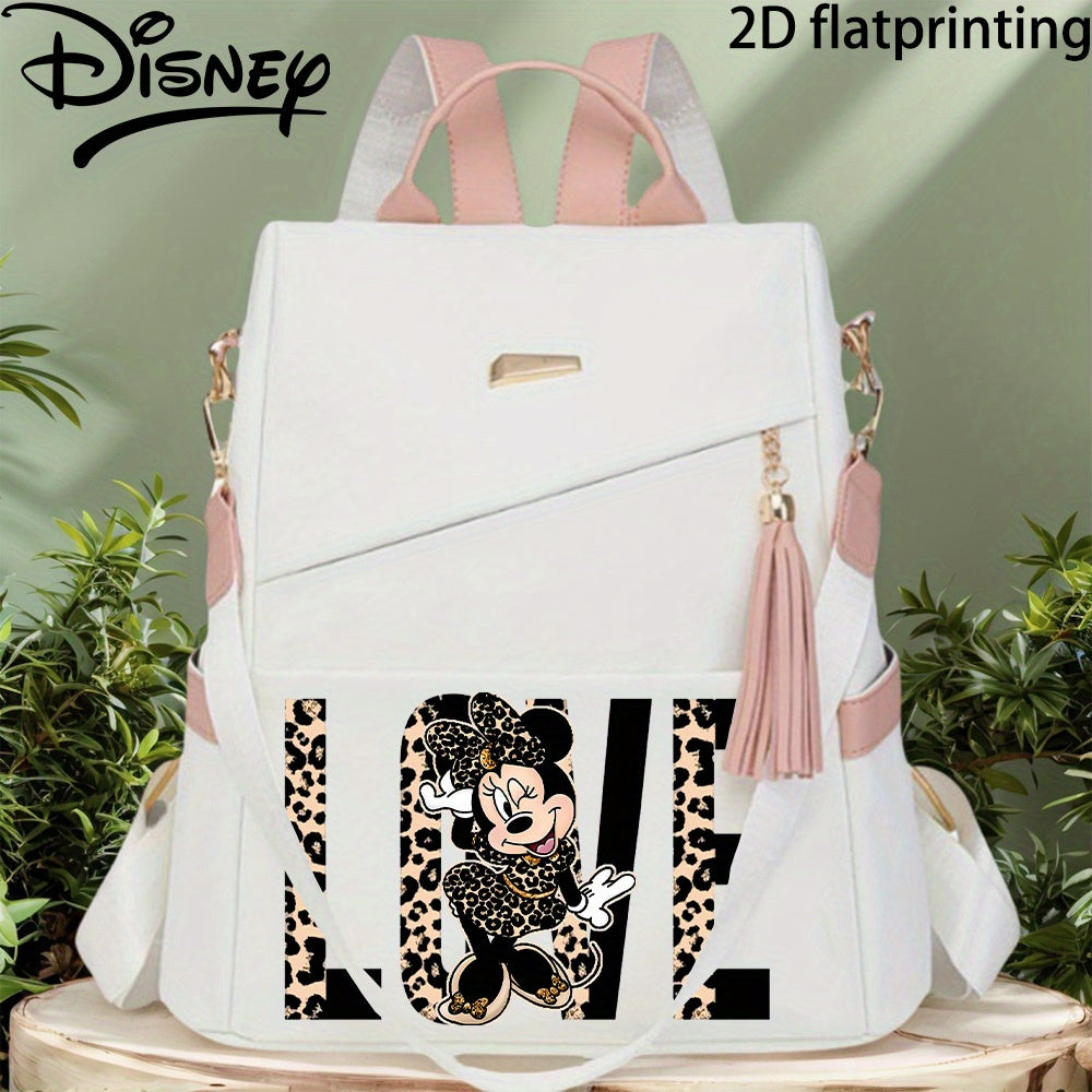 Autorisierter 1 Stück DISNEY Neue Minnie Mouse Modischer Leichter Anti-Diebstahl Rucksack, Damen-Duffelbag, mit Quasten, Verstellbarem Schultergurt