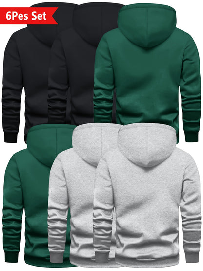 6er-Pack Lässiges Mode-Sportliches Oversized Herren Vielseitiges Trendiges Kapuzen-Sweatshirt, PLUS SIZE