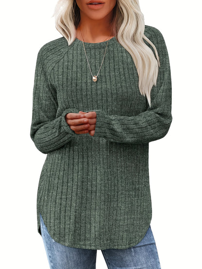 Vierteiliges Set Damenmode Oberteil Herbst Winter Basic Locker Elegant Rundhals Langarm Pullover