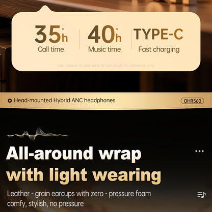 Acer Ohr560 Kabellose Kopfhörer | Over-Ear mit ANC Geräuschunterdrückung, Vollumfassendes Ohrdesign, Faltbar, Eingebautes Kondensatormikrofon, Hi-Fi Stereo Sound, HD ENC Anrufgeräuschreduzierung, Kompatibel mit 3,5-mm-Audiokabel, USA