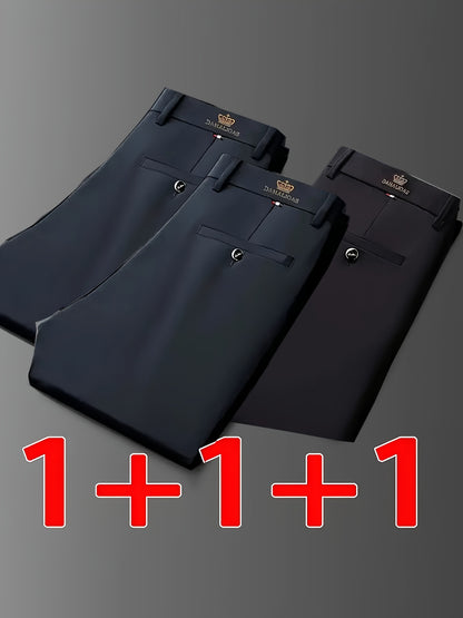 3er-Pack hoch elastische Herren-Business-Casual-Hosen, ganzjährige Tragbarkeit, knitterfrei – kein Bügeln erforderlich, professioneller Stil, klassisches Design, hochwertige Verarbeitung, maschinenwaschbar