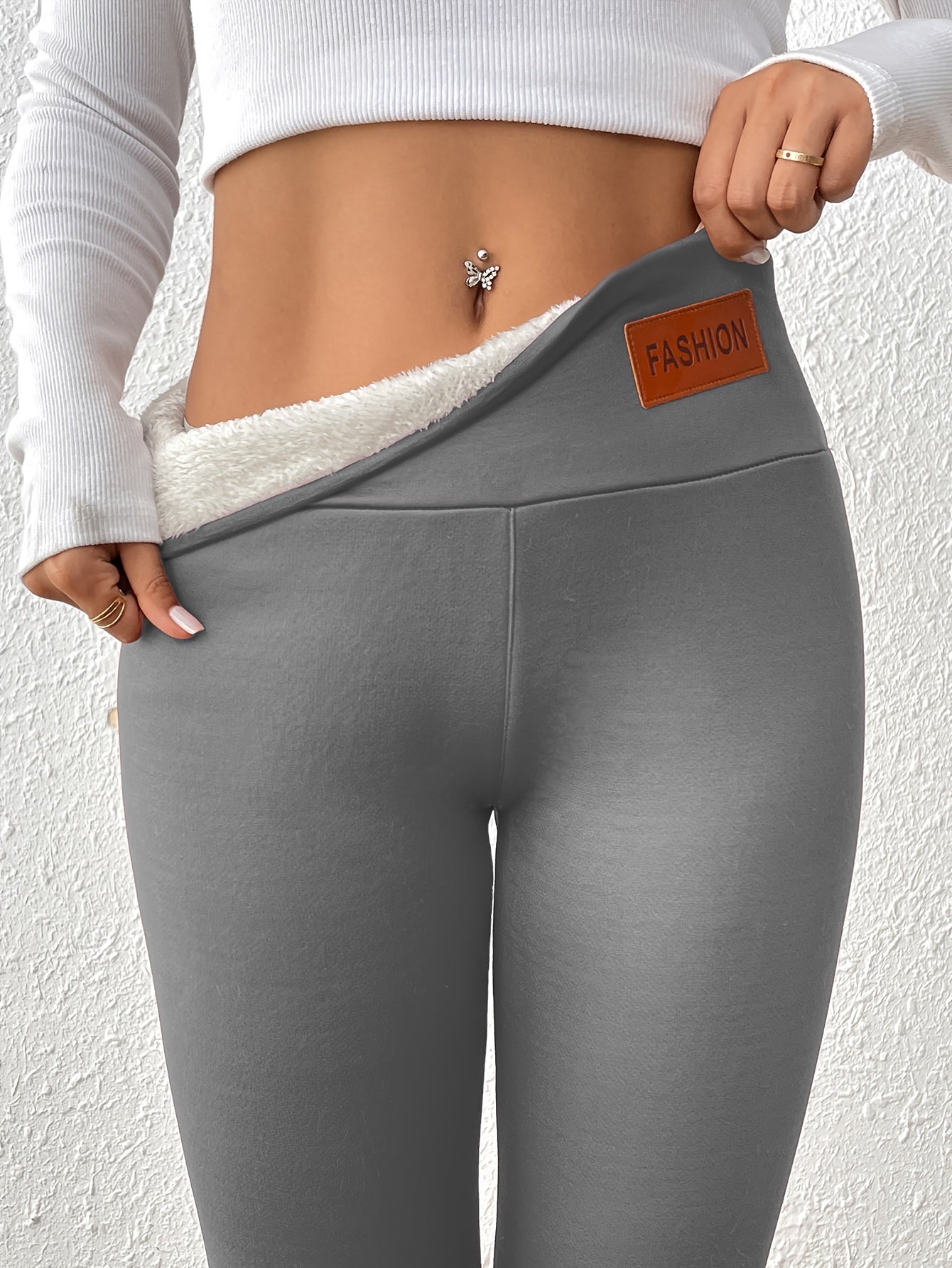 Damen Thermo-Leggings mit dickem Fleece-Futter und hohem Bund – Winterwärme, dehnbarer Skinny-Fit, einfarbig, lange Länge, perfekt für Freizeit- oder Outdoor-Aktivitäten