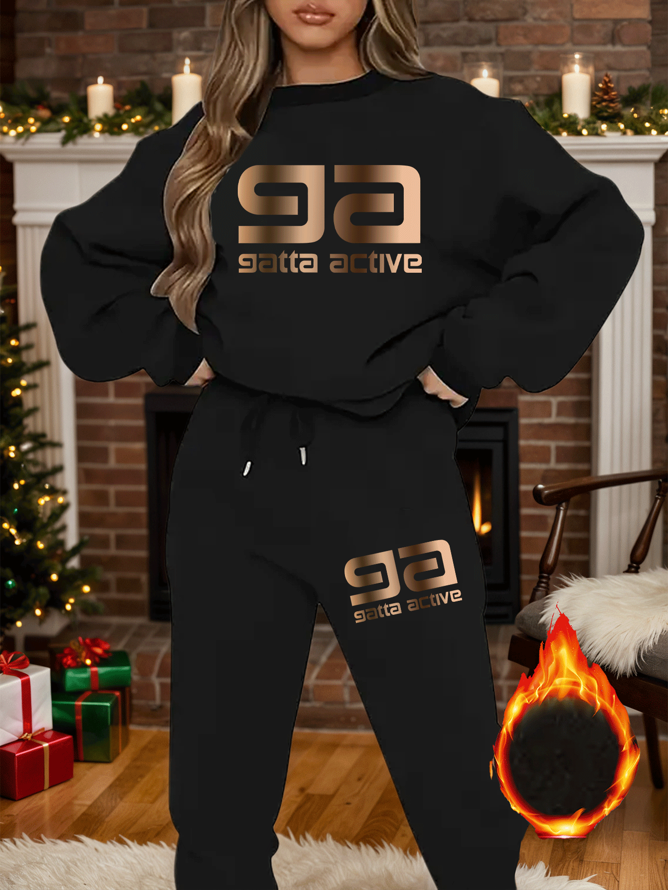 2-teiliges künstlerisches, elegantes Grafik-Slogan-gedrucktes Y2K-Stil neues Damen-Casual-Sport Set mit Rundhals-Pullover mit langen Ärmeln und Hose