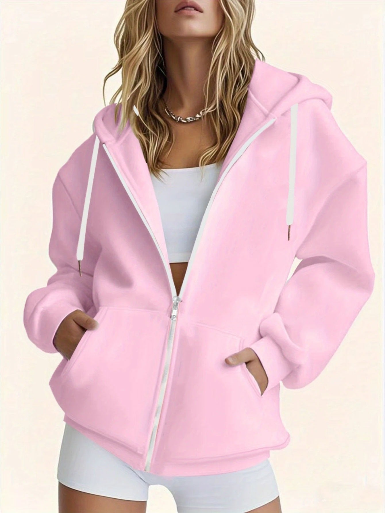 Plus-Size-Hoodie für Damen  lässige Langarmjacke für Herbst/Winter, maschinenwaschbar