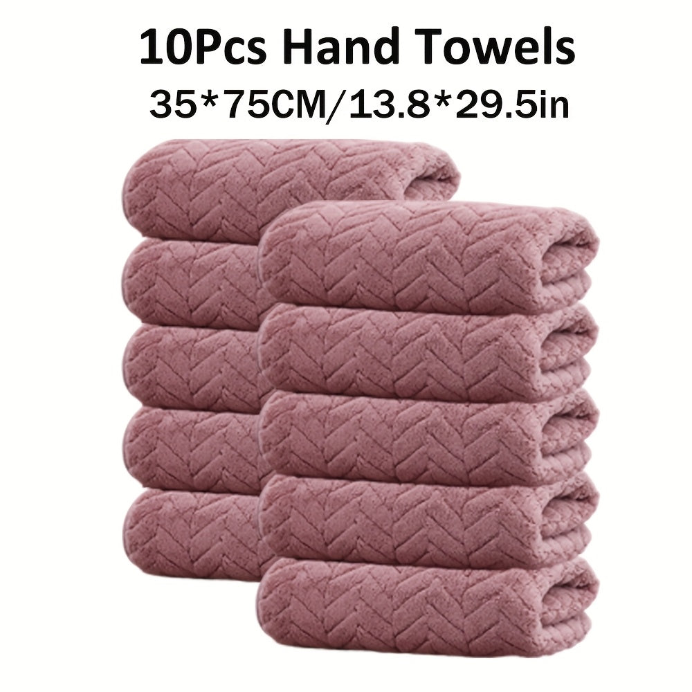 Set aus 10 einfarbigen Handtüchern mit den Maßen 35*75 cm aus Mikrofaser. Sie sind weich, bequem und sehr saugfähig