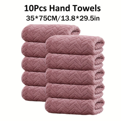 Set aus 10 einfarbigen Handtüchern mit den Maßen 35*75 cm aus Mikrofaser. Sie sind weich, bequem und sehr saugfähig