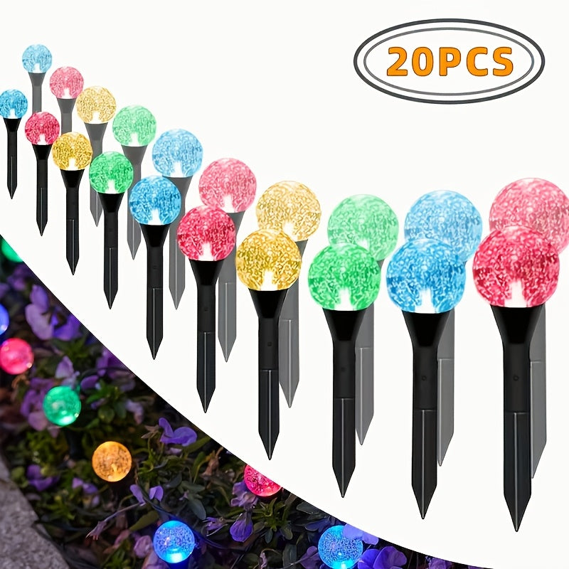 20 Stück Solar-Garten-Kristalllichter, Außen-Rasenlichter mit 8 Lichtmodi, automatische Abschaltung am Tag undNight-On for Summer, Camping, Christmas, Wedding, Party, Birthday Pathway Decorations