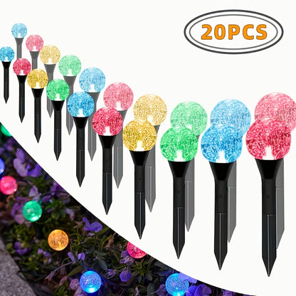 20 Stück Solar-Garten-Kristalllichter, Außen-Rasenlichter mit 8 Lichtmodi, automatische Abschaltung am Tag undNight-On for Summer, Camping, Christmas, Wedding, Party, Birthday Pathway Decorations
